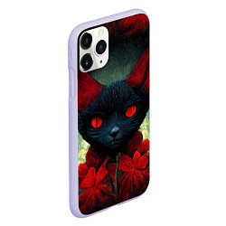 Чехол iPhone 11 Pro матовый Dark cat, цвет: 3D-светло-сиреневый — фото 2