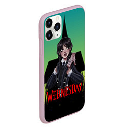 Чехол iPhone 11 Pro матовый Семейка Аддамс черный замок, цвет: 3D-розовый — фото 2