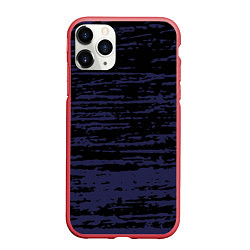 Чехол iPhone 11 Pro матовый Синие кляксы на чёрном, цвет: 3D-красный