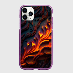 Чехол iPhone 11 Pro матовый Огненный орнамент с языками пламени, цвет: 3D-фиолетовый