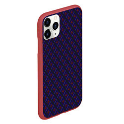 Чехол iPhone 11 Pro матовый Синие ромбы, цвет: 3D-красный — фото 2