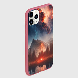 Чехол iPhone 11 Pro матовый Млечный путь над пейзажем, цвет: 3D-малиновый — фото 2