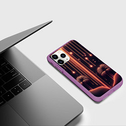 Чехол iPhone 11 Pro матовый Неоновый тропический дождь, цвет: 3D-фиолетовый — фото 2