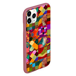 Чехол iPhone 11 Pro матовый Лоскутное шитье, пэчворк из нейросети, цвет: 3D-малиновый — фото 2