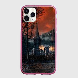 Чехол iPhone 11 Pro матовый Bloodborne пейзаж, цвет: 3D-малиновый
