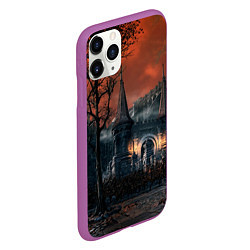 Чехол iPhone 11 Pro матовый Bloodborne пейзаж, цвет: 3D-фиолетовый — фото 2