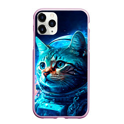 Чехол iPhone 11 Pro матовый Кот космонавт и звезды, цвет: 3D-розовый