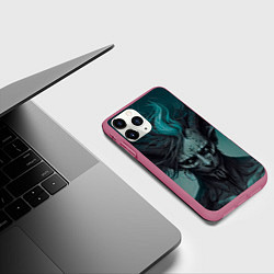 Чехол iPhone 11 Pro матовый Демон леса, цвет: 3D-малиновый — фото 2