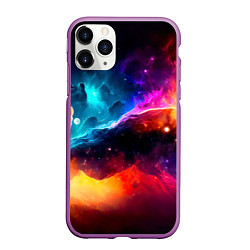 Чехол iPhone 11 Pro матовый Космос, созданный нейросетью, цвет: 3D-фиолетовый