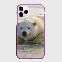 Чехол iPhone 11 Pro матовый Белый медведь ожидает, цвет: 3D-фиолетовый