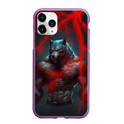 Чехол iPhone 11 Pro матовый Брутальный оборотень, цвет: 3D-фиолетовый