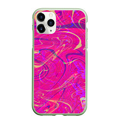 Чехол iPhone 11 Pro матовый Розовая абстракция, цвет: 3D-салатовый