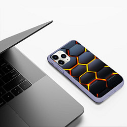 Чехол iPhone 11 Pro матовый Плиты брони, цвет: 3D-светло-сиреневый — фото 2
