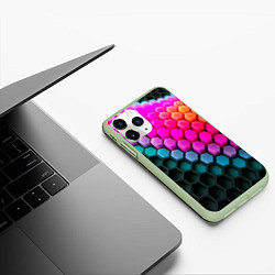 Чехол iPhone 11 Pro матовый Шейповые грани, цвет: 3D-салатовый — фото 2