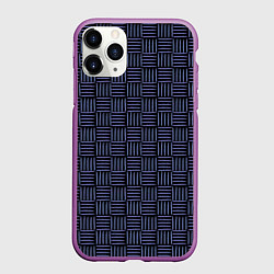 Чехол iPhone 11 Pro матовый Паттерн из синих линий, цвет: 3D-фиолетовый