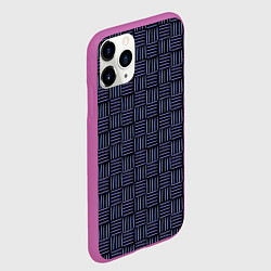 Чехол iPhone 11 Pro матовый Паттерн из синих линий, цвет: 3D-фиолетовый — фото 2