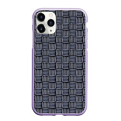 Чехол iPhone 11 Pro матовый Паттерн из голубых линий, цвет: 3D-светло-сиреневый