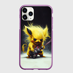 Чехол iPhone 11 Pro матовый Rocker Pikachu, цвет: 3D-фиолетовый