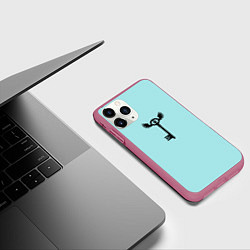 Чехол iPhone 11 Pro матовый Ключик к замочку голубой, цвет: 3D-малиновый — фото 2