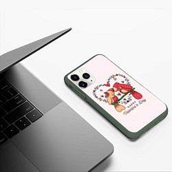 Чехол iPhone 11 Pro матовый Влюбленные птички на день святого валентина, цвет: 3D-темно-зеленый — фото 2