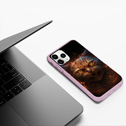 Чехол iPhone 11 Pro матовый Огненный кот, цвет: 3D-розовый — фото 2