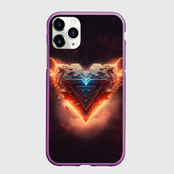 Чехол iPhone 11 Pro матовый Каменное сердце в неоновом красном электрическом с, цвет: 3D-фиолетовый