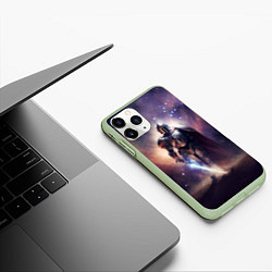 Чехол iPhone 11 Pro матовый Космический рыцарь, цвет: 3D-салатовый — фото 2
