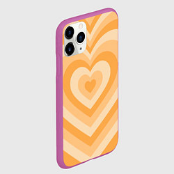 Чехол iPhone 11 Pro матовый Hearts orange, цвет: 3D-фиолетовый — фото 2