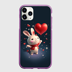 Чехол iPhone 11 Pro матовый Кролик с шариком, цвет: 3D-фиолетовый