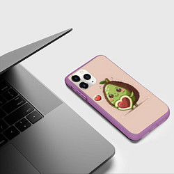 Чехол iPhone 11 Pro матовый Влюбленный авокадо - парные, цвет: 3D-фиолетовый — фото 2