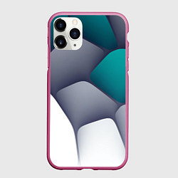 Чехол iPhone 11 Pro матовый Серо-бело-синий каменный паттерн, цвет: 3D-малиновый