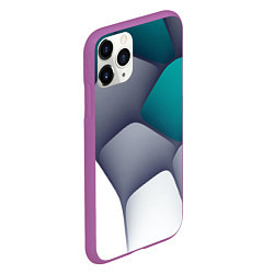 Чехол iPhone 11 Pro матовый Серо-бело-синий каменный паттерн, цвет: 3D-фиолетовый — фото 2