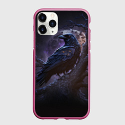 Чехол iPhone 11 Pro матовый Ворон во мраке, цвет: 3D-малиновый