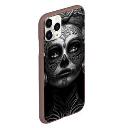 Чехол iPhone 11 Pro матовый Девушка с макияжем для дня мертвых, цвет: 3D-коричневый — фото 2