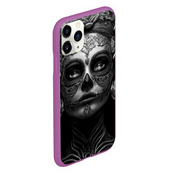 Чехол iPhone 11 Pro матовый Девушка с макияжем для дня мертвых, цвет: 3D-фиолетовый — фото 2