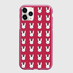 Чехол iPhone 11 Pro матовый Bunny Pattern red, цвет: 3D-малиновый