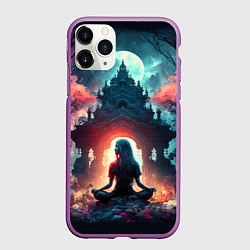 Чехол iPhone 11 Pro матовый Медитирующая девушка, цвет: 3D-фиолетовый