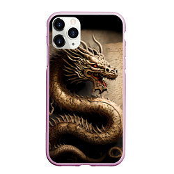 Чехол iPhone 11 Pro матовый Китайский дракон с открытой пастью, цвет: 3D-розовый