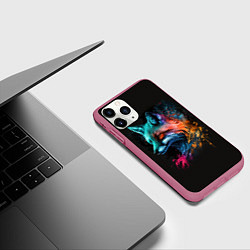 Чехол iPhone 11 Pro матовый Неоновая лисичка, цвет: 3D-малиновый — фото 2
