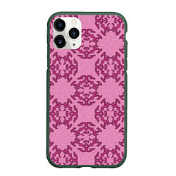 Чехол iPhone 11 Pro матовый Розовая витиеватая загогулина, цвет: 3D-темно-зеленый