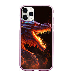 Чехол iPhone 11 Pro матовый Огненный дракон, цвет: 3D-розовый