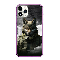 Чехол iPhone 11 Pro матовый Волк в форме, цвет: 3D-фиолетовый