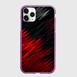 Чехол iPhone 11 Pro матовый Черно-Красная штриховка, цвет: 3D-фиолетовый