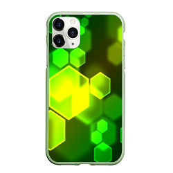 Чехол iPhone 11 Pro матовый Зелёные соты абстракция, цвет: 3D-салатовый