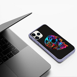 Чехол iPhone 11 Pro матовый Неоновый череп, цвет: 3D-светло-сиреневый — фото 2