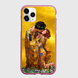 Чехол iPhone 11 Pro матовый Густав Климт Поцелуй, цвет: 3D-малиновый