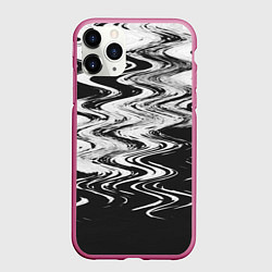 Чехол iPhone 11 Pro матовый Чёрная вода паттерн, цвет: 3D-малиновый