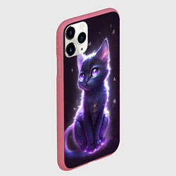 Чехол iPhone 11 Pro матовый Неоновый котик и воздушный шарик, цвет: 3D-малиновый — фото 2