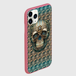 Чехол iPhone 11 Pro матовый Череп в стиле стимпанк, цвет: 3D-малиновый — фото 2