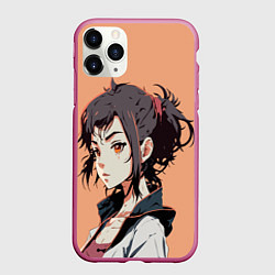 Чехол iPhone 11 Pro матовый Красивая девочка - аниме, цвет: 3D-малиновый